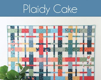 Plaidy Cake Quilt Pattern, Cluck Cluck Sew CCS217, Layer Cake Fat Quarter Scrap Friendly Plaid Throw Baby Twin King Queen Bed Quilt Pattern