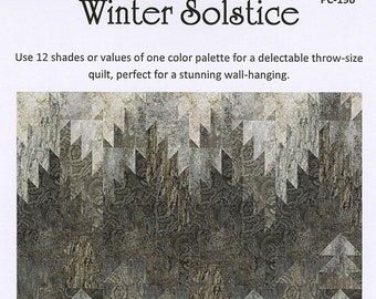 Winter Solstice Quilt Pattern, Patti's Patchwork PC-190QW, Monotone Trees Mountains Quilt Pattern, Throw Queen Quilt Pattern