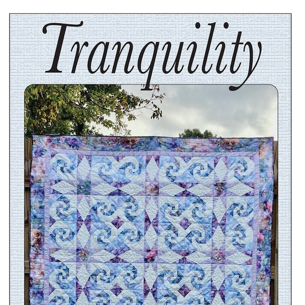Tranquility Quilt Pattern, Quilted Garden Designs QGD194, Storm at Sea Snails Trail Quilt Pattern, Throw Bed Quilt Pattern, Jenice Belling