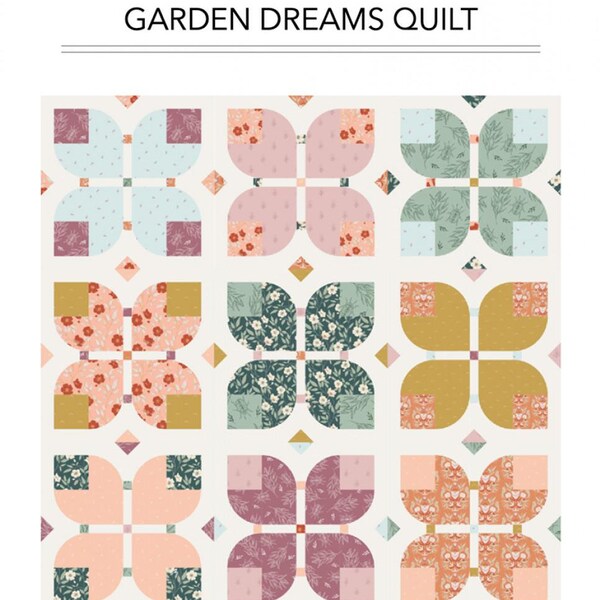 Garden Dreams Quilt Pattern, Alderwood Studio ALD-GARDENDREAMS, Fat Quarter FQ Yardage Friendly Modern Baby Throw Bed Quilt Pattern