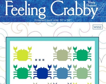 Feeling Crabby Quilt Pattern, Wendy Sheppard WS52, Fat Quarter FQ Friendly Crabs Lap Baby Quilt Pattern, Gender Neutral Quilt