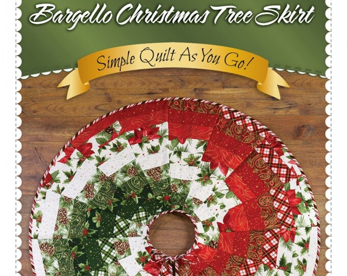 Bargello Christmas Tree Skirt Quilt Pattern and Batting, Shabby SF50041