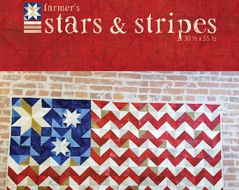 Farmer's Stars and Stripes Quilt Pattern, Farmer's Daughters Quilts FDQ-STARSTRIPE, Yardage Fat Quarter FQ Friendly Flag Quilt Pattern