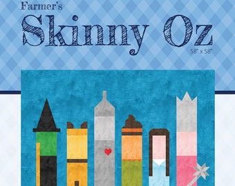 Farmer's Skinny Oz Quilt Pattern, Farmer's Daughters Quilts FDQ-SKINNYOZ, Yardage Friendly Wonderful Wizard of Oz Lap Throw Quilt Pattern