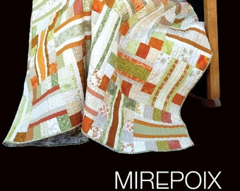 Mirepoix Quilt Pattern, Madison Cottage Design MCDMI136, Jelly Roll Friendly Square Lap Throw Quilt Pattern