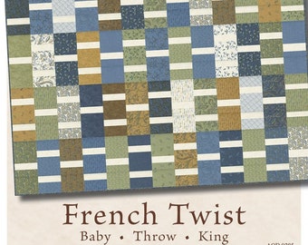 French Twist Quilt Pattern, Antler Quilt Design AQD0285, Layer Cake Friendly, Modern Baby Throw King Quilt Pattern