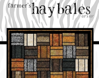 Farmer's Hay Bales Quilt Pattern, Farmer's Daughters Quilts FDQ-HAYBALES, Layer Cake Precut 10" Squares Friendly Throw Quilt Pattern