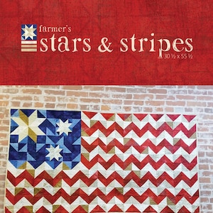 LAST CALL Farmers Stars and Stripes Quilt Pattern, Farmer&#39;s Daughters Quilts FDQ-StarStripe, Yardage Fat Quarter Friendly Flag Quilt Pattern