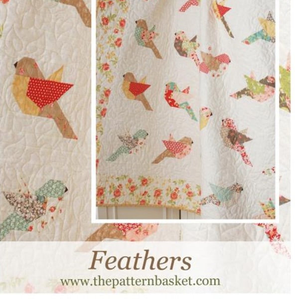 Feathers Quilt Pattern, The Pattern Basket TPB 1705, Layer Cake Friendly Birds Throw Quilt Pattern