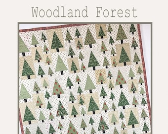 Woodland Forest Quilt Pattern, Suzn Quilts SUZ330, Yardage Friendly Christmas Xmas Pine Trees Quilt Pattern