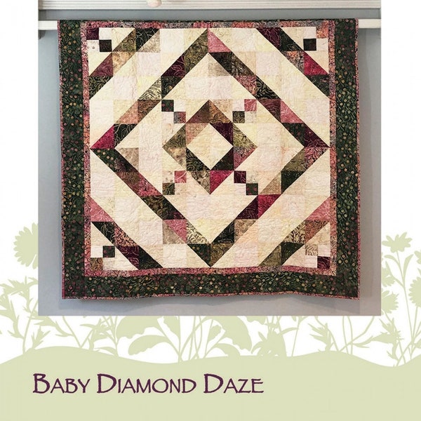 LAST CALL Baby Diamond Daze Quilt Pattern, Dragonfly Fiberart Dfq-14, Charm Pack Friendly, Modern Baby Quilt Pattern, HST Quilt Pattern