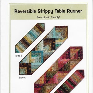 Reversible Strippy Table Runner Quilt Pattern, Plum Tree Quilts PTQ035, Jelly Roll Strips Friendly Table Runner Pattern