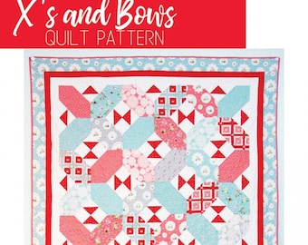 LAST CALL Xs and Bows Quilt Pattern, Flamingo Toes FT-8177, 17 Fat Quarters Fq Friendly, Kisses Throw Quilt Pattern, Beverly McCullough