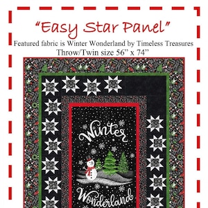 Easy Star Panel Frame Quilt Pattern, The Fabric Addict ESP23, Yardage Panel Friendly, Star Panel Frame Throw Quilt Pattern, Karen Bialik