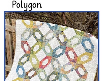 Polygon Quilt Pattern, Christine Quilts CQ022, Fat Quarter FQ Friendly Baby Lap Twin Queen King Bed Quilt Pattern