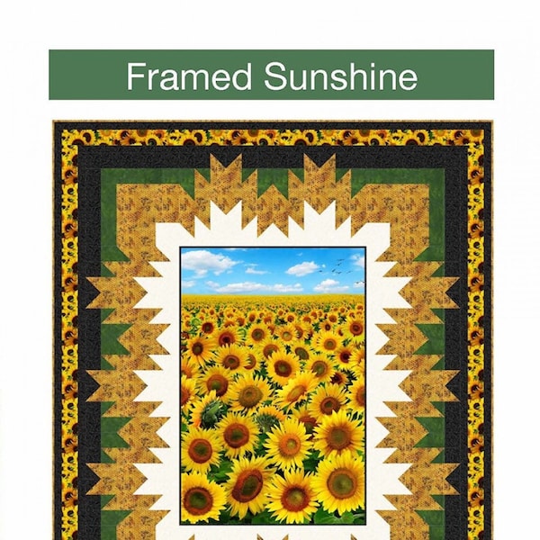 Framed Sunshine Panel Frame Quilt Pattern, Pine Tree Country Quilts PT1722, Fabric Panel Friendly 27" Fabric Panel Frame Pattern