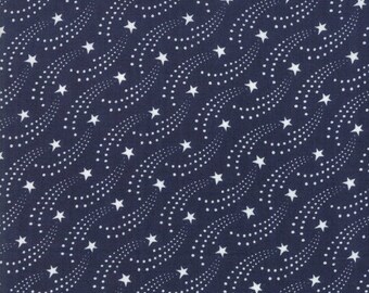 Cotton Blast Off Stars Night Sky Celestial Cotton Fabric Print by Yard D477.16