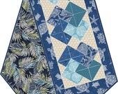 Blue Tropical Card Trick Table Runner Kit, Turtle Bay POD, Maywood Studios Pod, POD-MAS09-Tub, Beach Coastal Quilted Table Runner Kit