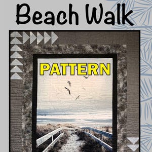 Beach Walk Panel Frame Quilt PATTERN, Villa Rosa Designs VRDSP004, Fabric Panel Friendly Pattern, Easy Lap Throw Quilt Pattern