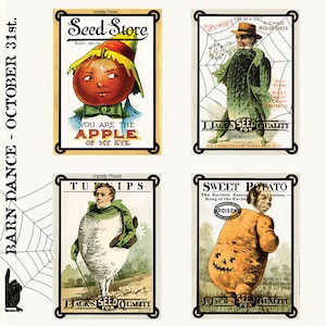 Pumpkin Patch Seedy Characters Halloween Fabric Panel, Riley Blake PD14572-PANEL, 24&quot; Quilt Fabric Panel Halloween Fabric, J Wecker Frisch