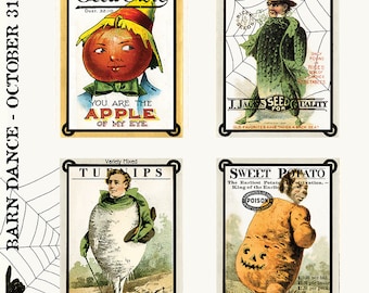 LAST CALL Pumpkin Patch Seedy Characters Halloween Fabric Panel, Riley Blake PD14572-PANEL, 24" Quilt Fabric Panel Halloween Fabric, Frisch