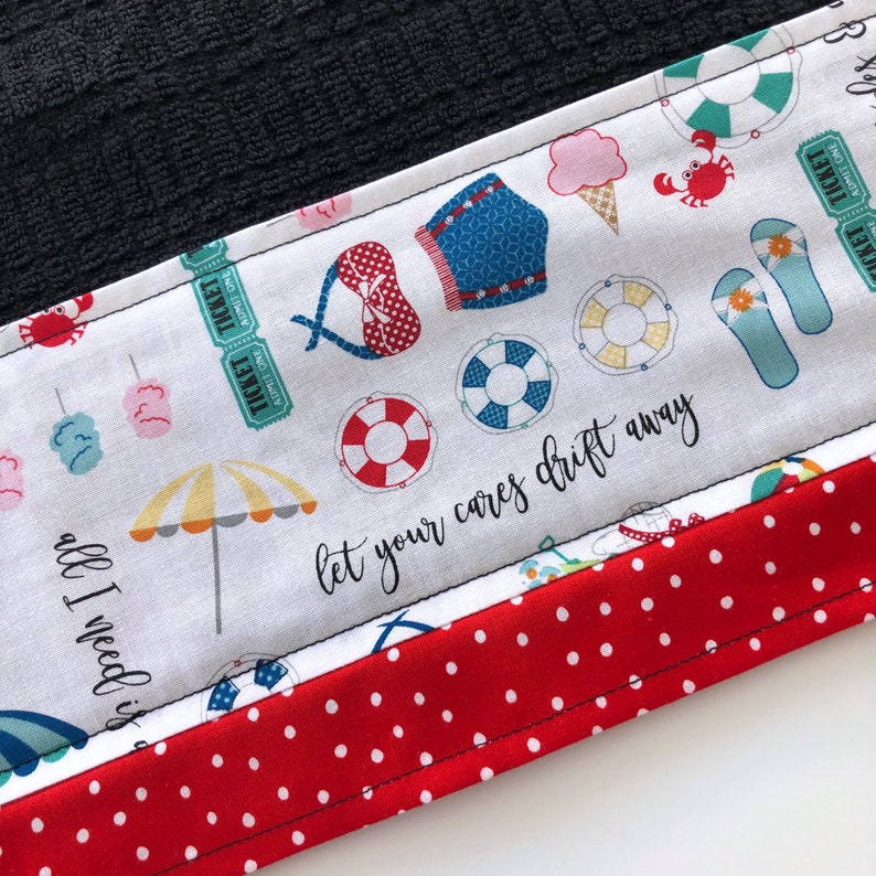 Beach Themed Kitchen Dish Towel Fabric Trimmed Hand Towel Etsy