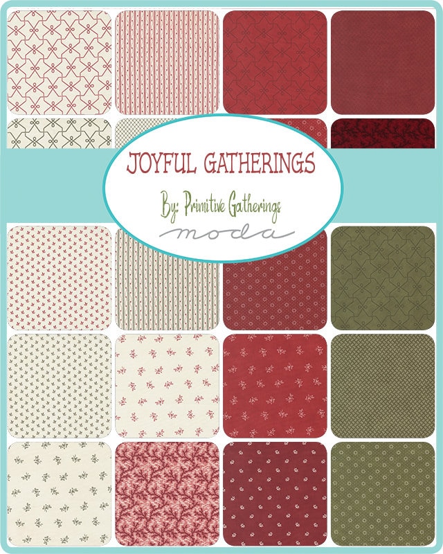 5 Charm Pack - Red and White Gatherings by Primitive Gatherings