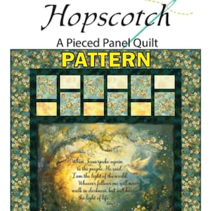Hopscotch Panel Frame Quilt PATTERN, Quilting Renditions QR1132, Horizontal Fabric Panel Friendly Throw Quilt Pattern