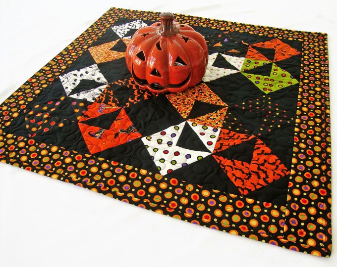 Halloween Quilted Table Topper 24 X 24 Halloween Etsy
