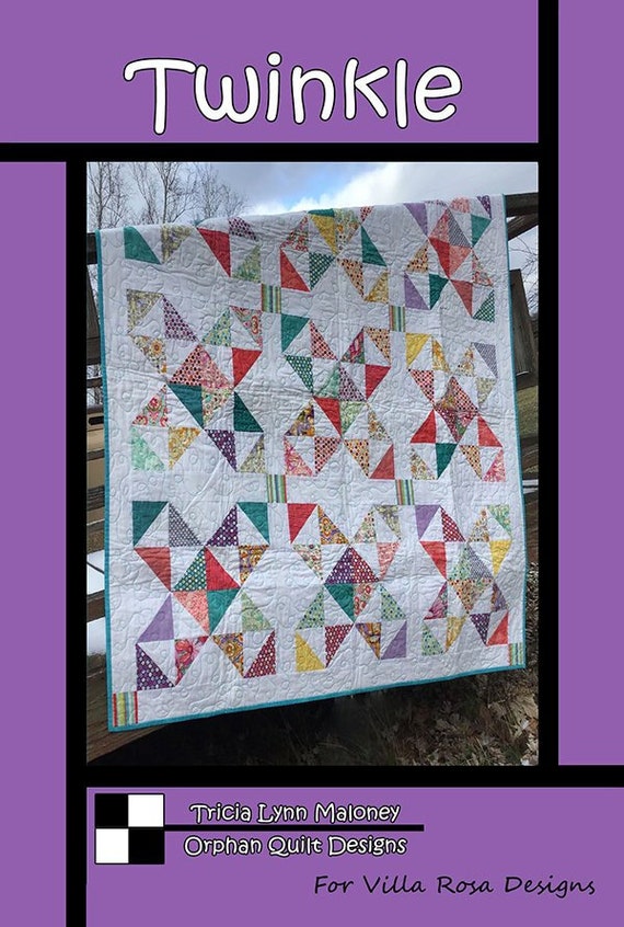 Twinkle Quilt Pattern, Charm Pack Friendly, Modern Lap Quilt, Villa Rosa  Designs VRD OQ012, 5 Inch Charm Squares Pattern