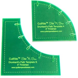 CutRite 4&quot; Slit n Sew Drunkard&#39;s Path Template, Quilter&#39;s Paradise QP031173, Curved Acrylic Quilting Templates, Curved Piecing Ruler