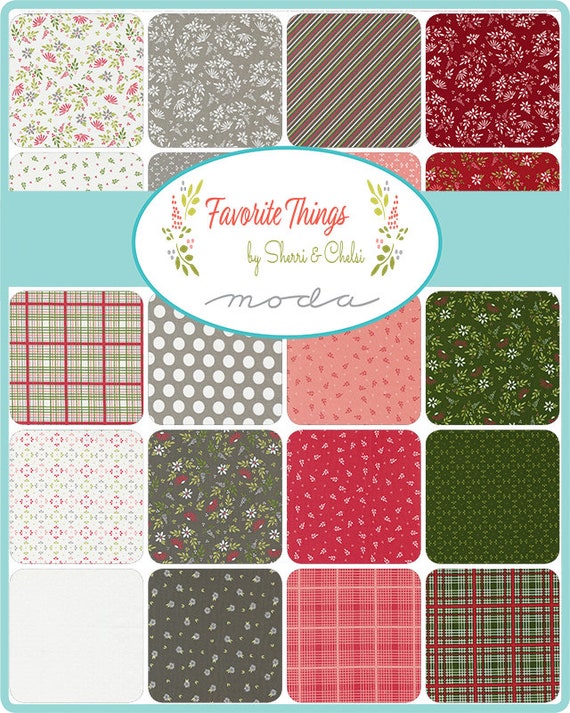 Favorite Things Charm Pack Fabric, Moda 37650PP, Christmas Xmas Quilt Squares  Fabric, 5 Inch Precut Fabric Squares, Sherri and Chelsi 