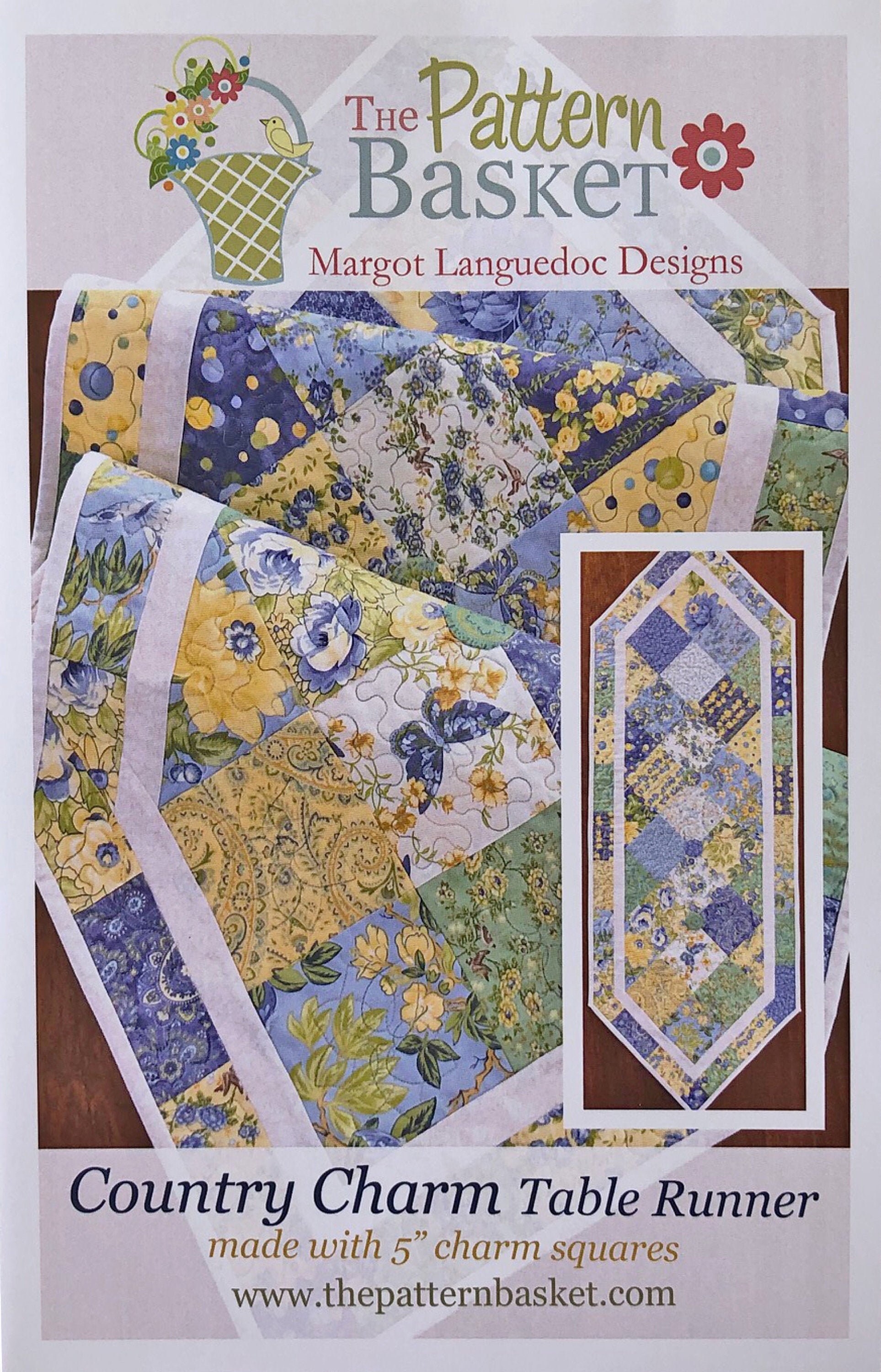 Country Charm Quilted Table Runner Pattern, the Pattern Basket TPB 0705, Charm Pack Friendly ...