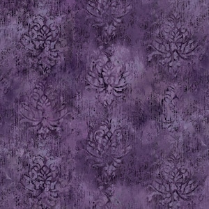 108&quot; Palazzo - Purple Distressed Damask Wide Quilt Back Fabric, P & B Textiles PALW05585-C, Purple Tonal Wide Quilt Backing, By the Yard