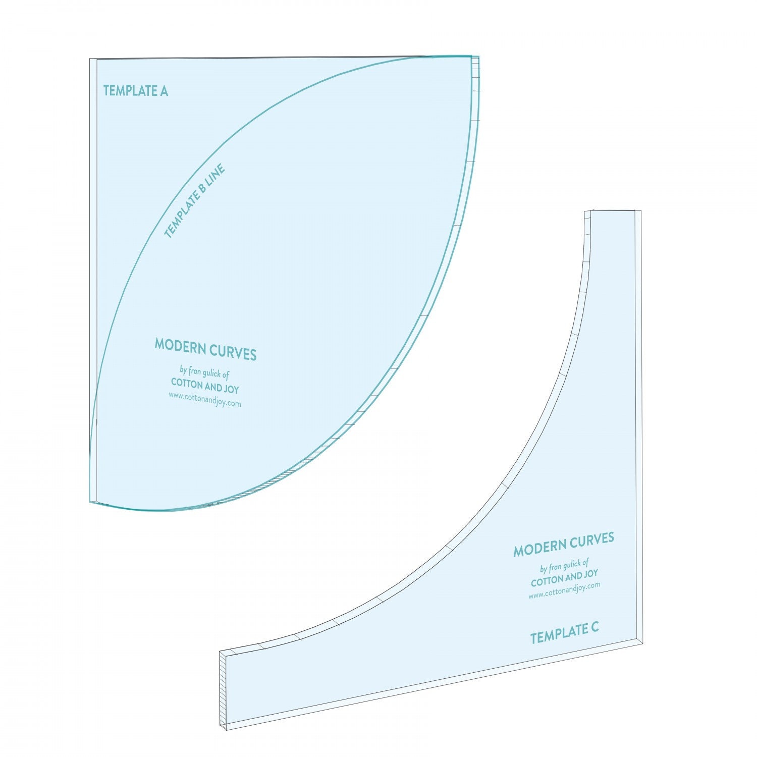 Fran Gulick Modern Curves Template Set, Riley Blake STT-31846, Curved Acrylic Quilting Templates Drunkards Path Curved Piecing Ruler Pattern