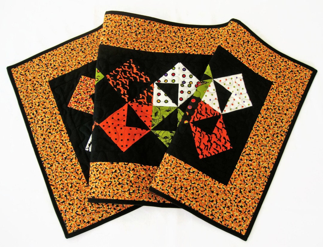 Halloween Candy Corn Quilted Table Runner, 18.75" X 38.5", Halloween ...