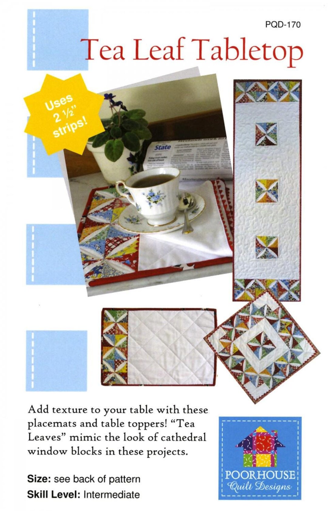 LAST CALL Tea Leaf Tabletop Quilt Pattern, Poorhouse Quilt Designs PQD ...