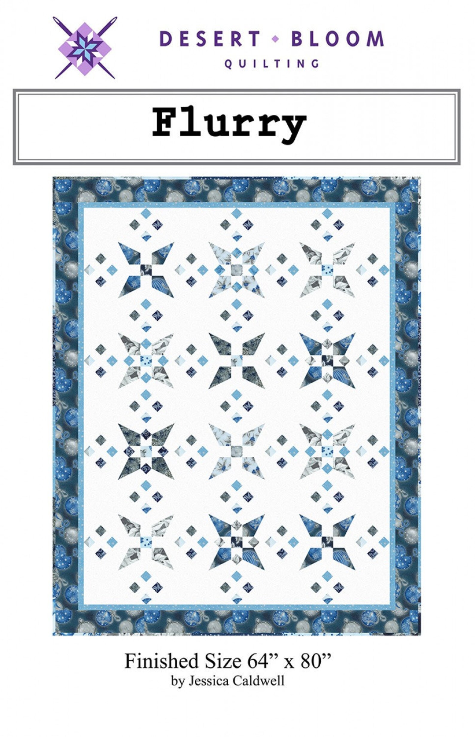 Flurry Quilt Pattern DBQ011 Winter Snowfall Snowflake Quilt Etsy