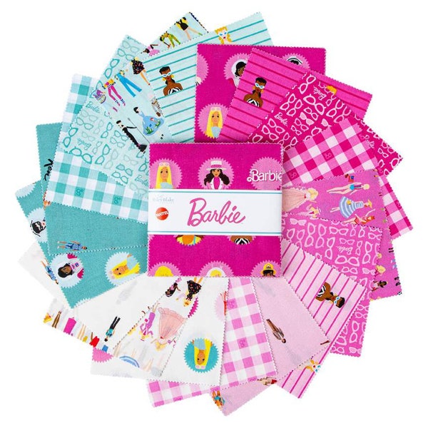 Barbie World 5" Stacker, Riley Blake 5-15020-42, 5" Precut Barbie Doll Licensed Fabric Squares