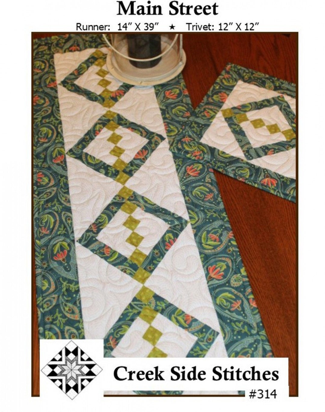 LAST CALL Main Street Table Runner Pattern, Creek Side Stitches CSS314