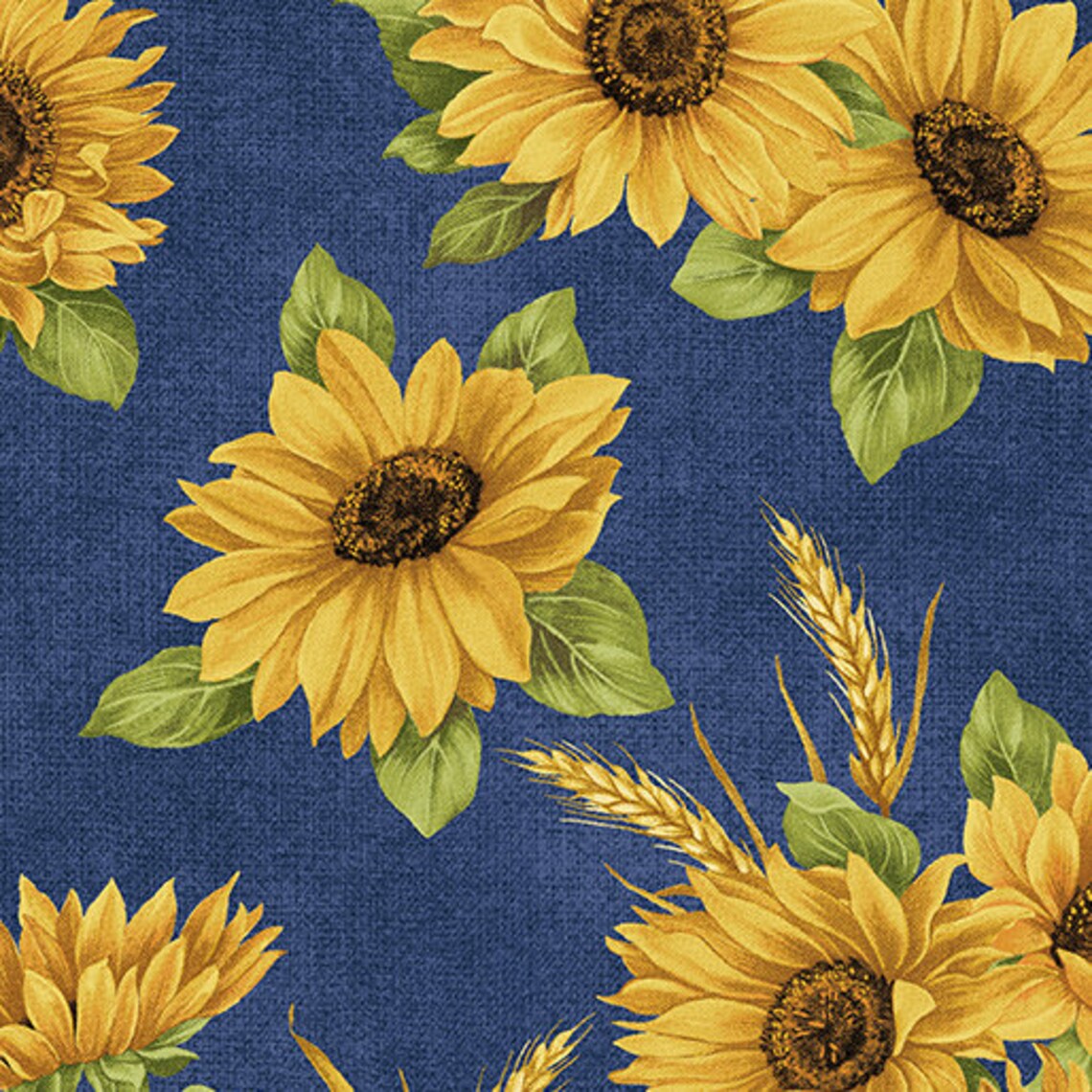 Sunflowers on Blue Fabric 1021451 Benartex Accent on Etsy