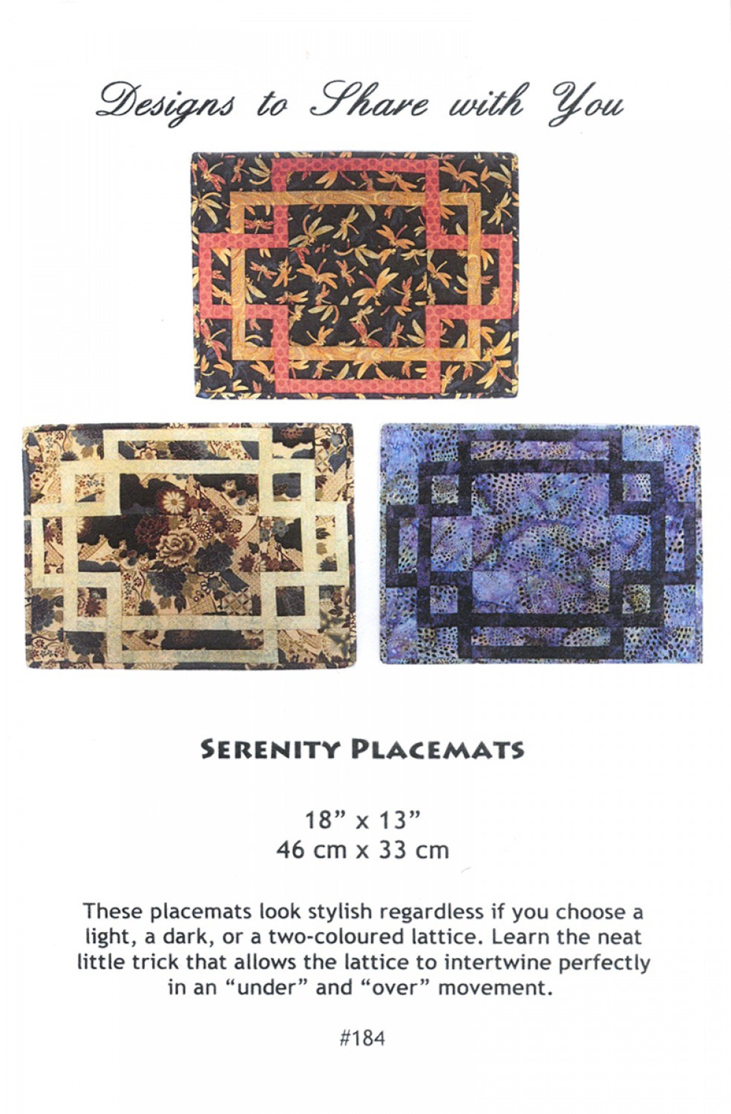 Serenity Placemats Pattern Serenity Placemats Pattern