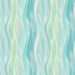 REMNANT 3 Yards 13&quot; of Sahara 108&quot; Turquoise Green Wavy Stripe Wide Quilt Back Fabric, P & B Textiles SAHA4593-T, Wide Backing Fabric