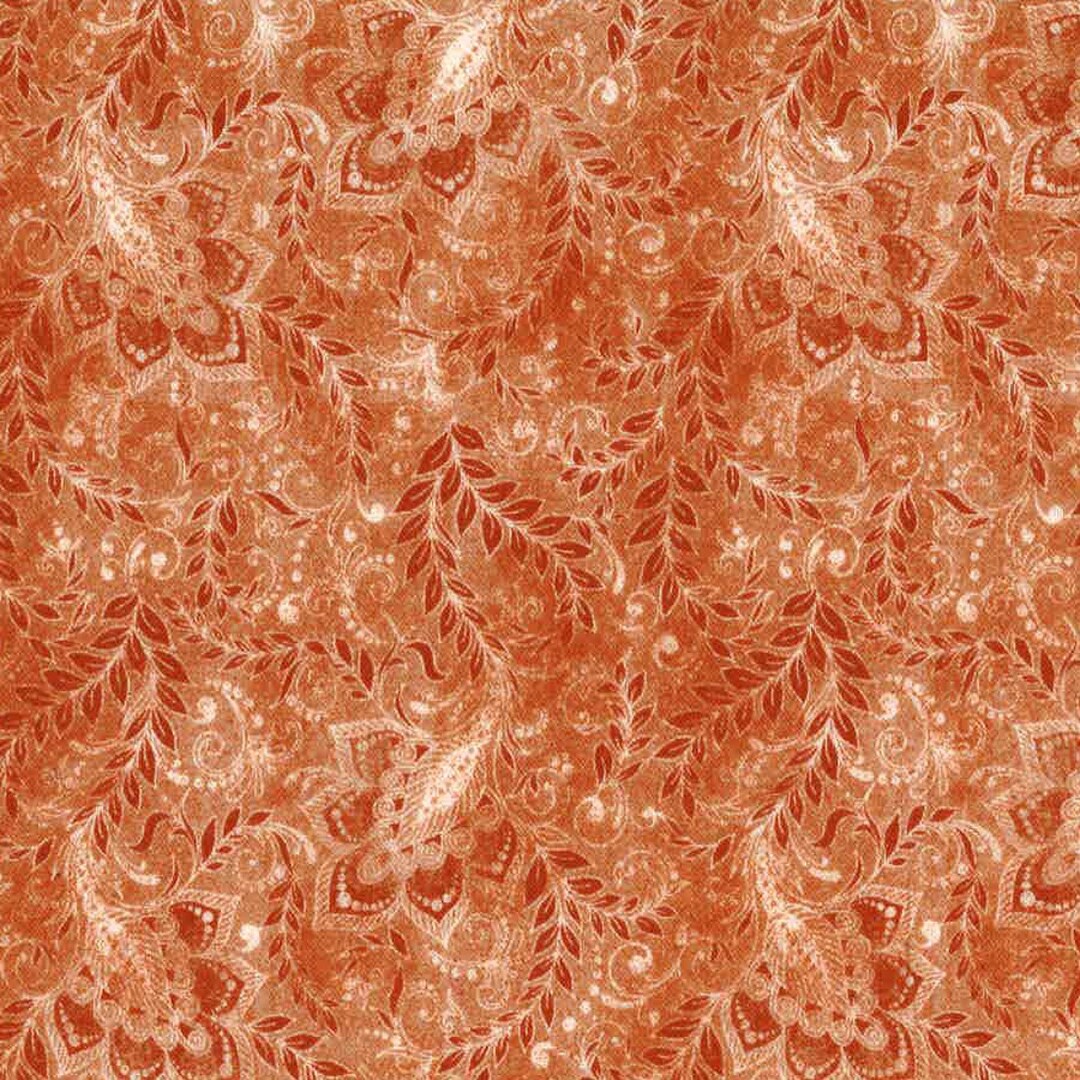 118 Inch Copper Paisley Wide Quilt Back Fabric, 1840118, Copper Rust