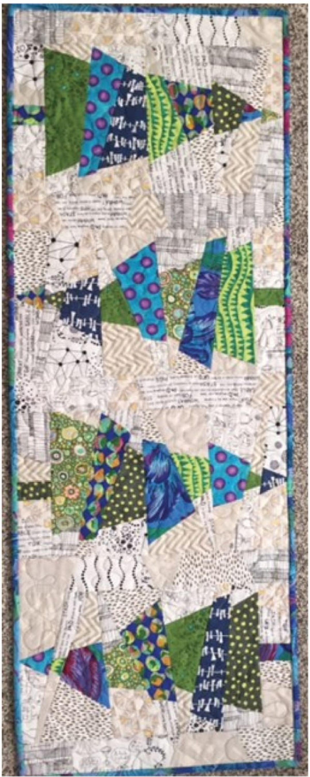 Crazy Christmas Trees Quilted Table Runner Pattern, Cut Loose