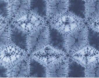 Kawa - Pacific Blue Shibori Geometric Fabric, Moda 48082 14, Blue Tonal Fabric, Debbie Maddy, By the Yard