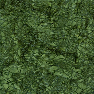 Batik Basics - Large Netting Dark Green Batik Fabric, Island Batik BE27-G3 Pineneedle, Cotton Quilt Fabric, By the Yard