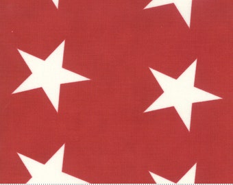 REMNANT 2.5 Yards of 108" Star Bunting - White Stars on Red Wide Quilt Back Fabric, Moda 11179 20, Patriotic Quilt Backing, Minick Simpson