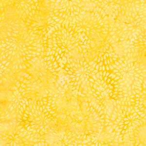 Batik Basics - Yellow Ogee Petal Batik Fabric, Island Batik BE32-C1 Sunshine, Yellow Batik Blender Fabric, By the Yard