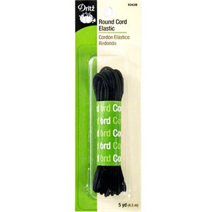 LAST CALL Five (5) Yards Black Round Cord Elastic, Dritz 9342B, Button Loop Elastic